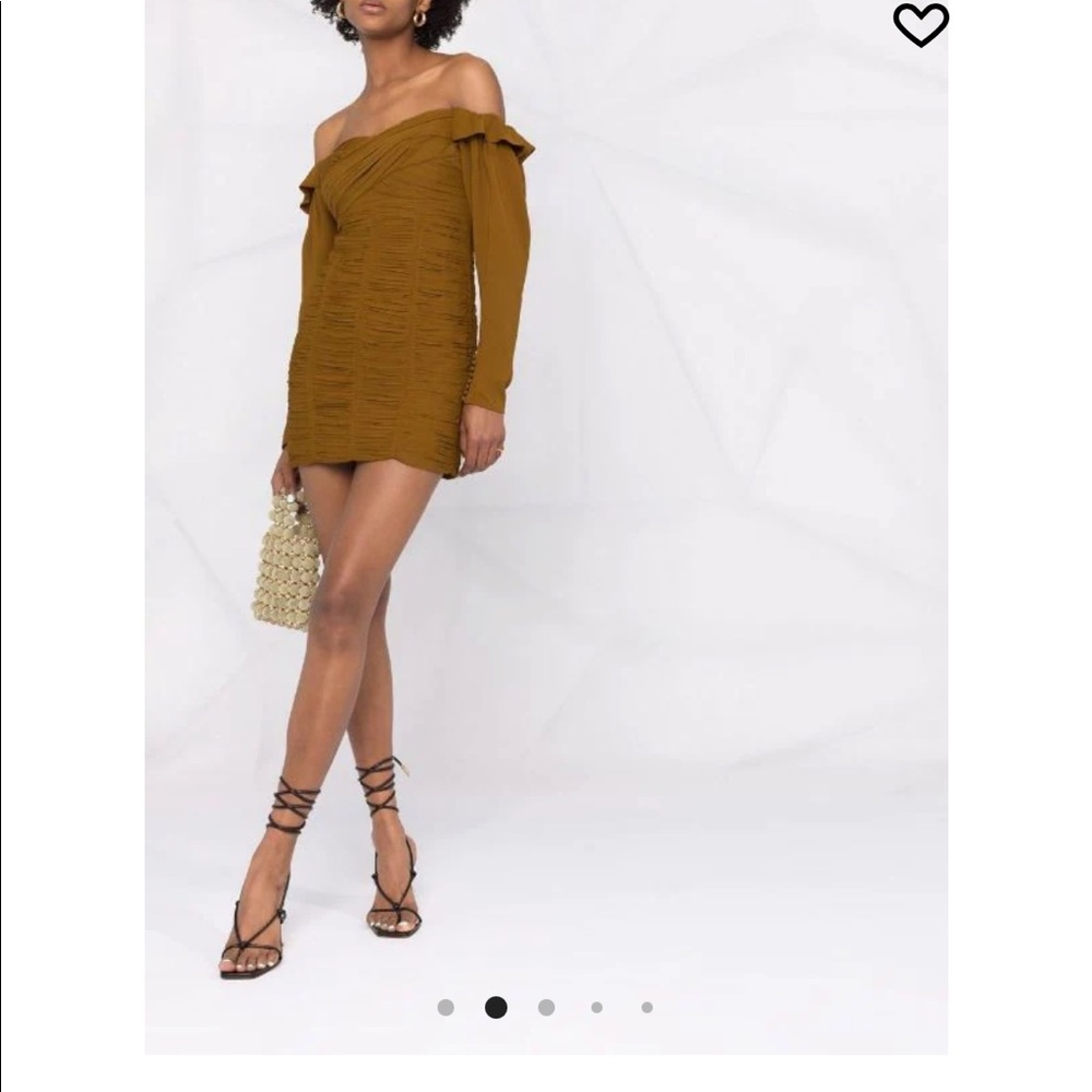 Self Portrait Crepe Brown off the shoulder dress / Size 2